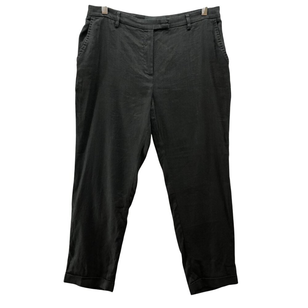 Les Copains Linen Blend Pants Womens IT 46 US 10 Black Tapered Cropped